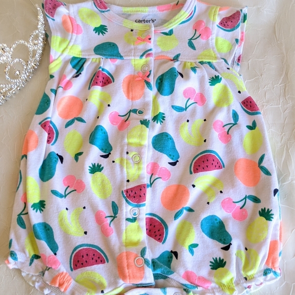 Carter's Other - 👑 Carter's 3m Romper Wht Fruit Print